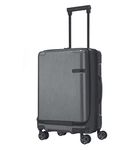 Samsonite EVIA Front Pocket Zip Closure Hard Trolley (Black_55) 8 Wheel Brushed Black