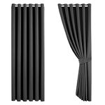 Aspire Homeware Blackout Curtains for Living Room Grey Bedroom Eyelet Curtains Super Soft Room Darkening Ring Top Thermal Black Out Curtain Drapes with Tiebacks, 2 Panels 66x72 inch