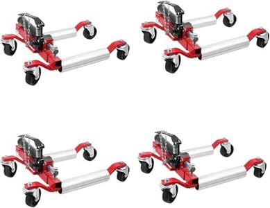 Garvee 4PCS Car Wheel Dolly, 1500LBS Capacity Car Dolly with Hydraulic Tire Jack for Vehicle Positioning for Truck RV Trailer, Red