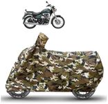 Caronix Thunderbird 500 Bike Cover with Mirror Pocket, Belt & Buckle, Waterproof, Scratch Proof, Heat Resistant, DustProof - Army Print - Thunderbird 500 Cover