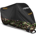 Favoto Improved Version Motorcycle Cover All Season 210D Waterproof Outdoor 96.5" Motorbike Garage Cover Winter-proof with 2 Windproof Buckles 245 cm x 105 cm x 125 cm