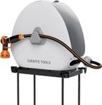 Giraffe Tools Retractable Hose Reel with 1/2 Inch x 100FT, Heavy Duty Ground Mount Garden Hose Reel, Automatic Rewind,with 9-Function Sprayer Nozzle & Flexible Swivel Base