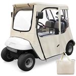 RIZINKART Golf Cart Enclosure Cover for Ezgo TXT 2 Seat 600D with 3 Door Zippers, Security Side Mirror Reserved, Waterproof Portable Transparent Storage Driving Rain Cover Short Roof