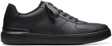 Clarks Men's Courtlite Tie Sneaker, Black Black Leather, 9 UK