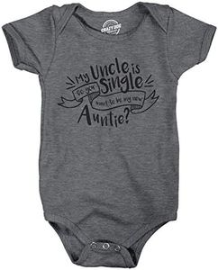 Creeper My Uncle Is Single New Baby T Shirt Funny Sarcastoc Newborn Family Cool (Dark Heather Grey) - 18 Months