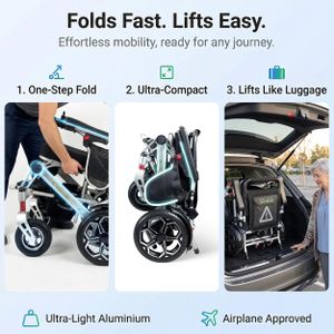 Free To Be Ultra Lightweight Folding Electric Wheelchair, 20kg, Silver