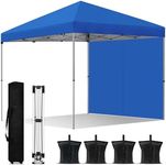 YITAHOME 10x10 Pop Up Canopy with 1 Removable Sidewall, Easy Set-Up Portable Canopy Tents for All Season Wind Gazebo with Roller Bag for Camping Wedding Patio Parties Beach Commerce, Blue