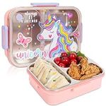 Stainless Steel Bento Lunch Box for Kids, 800ml/27oz BPA-Free Leak-Proof Children Food Containers with 3 Compartments, School Students Daycare Lunches/Snack Container