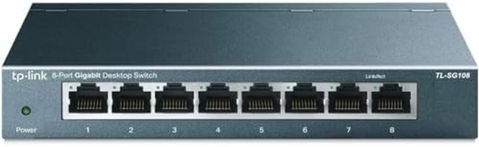 TP-Link 8-Port Gigabit Desktop Unmanaged Ethernet Switch, Network Expansion, RJ45 ports, Auto-MDI/MDIX, Energy Power Saving, QoS, Metal Casing, Plug & Play, No Configuration Required (TL-SG108)