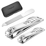 longzon Nail Clippers, 2 Pack Nail Clipper Set Stainless Steel Nail Cutter Fingernails Toenails Thick Nails Kit for Men&Women