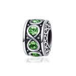 LSxAB Infinity Symbol Green August Birthstone Spacer Charm Compatible with Pandora Charms Bracelets