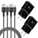 Adaptive Fast Charger Kit with 6.6Ft Nylon Braided USB Type C Charging Cable Compatible with Samsung Galaxy S21/S20 Ultra 5G/FE, S10/S9/S8/A21/A50/A71/A80, Note 20/10/9/8, Pixel 5/4a XL, LG G6(2 Pack)