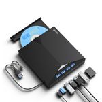 Geonix 7 in 1 USB 3.0 External CD/DVD Drive for Laptop - Portable Burner and Player Compatible with Desktop PC Windows XP/2003/Vista 10/8.1/7 Linux Mac OS (Black)