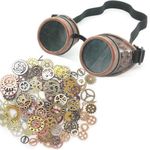 FDRJKN 2 PCS steampunk accessories, Steampunk Goggles Vintage Glasses, 50 Grams Steampunk Gears, Retro Metal Pendant Gear Adjustable Steampunk Goggles for Vintage Dress Up, DIY Crafts Jewelry Making