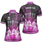 DnDeez Personalized Bowling Shirt, Women Custom Bowling Polo Shirt Smokey 09, Sizes: S-5XL, Pink, Medium