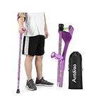 Antdvao- Forearm Crutches for Adults, Forearm Crutches with Cuffs, Anti-Drop, Crutches for Walking, Forearm Crutches Lightweight Adjustable, Aluminum Forearm Crutches, Black Crutches (Single Purple)