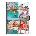 Personalised Case For All Apple iPad Models 10, 9, 8, 7, 6, Pro 11 inch, 12.9 inch, Mini, 360 Swivel PU Leather Side Flip Folio Cover, Customise with Photo Collage - Four Image