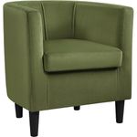 Yaheetech Velvet Tub Chair, Modern Upholstered Armchair, Accent Club Sofa Chair, Barrel Corner chair for Living Room Bedroom Lounge Reception, Olive Green