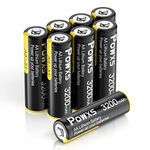 POWXS AA Lithium Batteries 3200mAh, 8 Pack 1.5V Lithium Iron Double A Batteries Super Capacity for Blink Camera, Video Doorbell, Flashlight, Toys, Remote Control 【Non-Rechargeable】