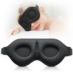 ZQQO 100% Blackout Sleep Mask - 15mm Deep Eye Socket Sleeping Mask Memory Foam Eye Mask for Sleeping Blackout as Travel Essentials Zero Pressure Eye Mask for Lash Extensions Travel Nap Yoga Blindfold