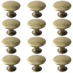 Beilala Antique Brass Drawer Knobs, 12 Pack Round Metal Wardrobe Handles Kitchen Cabinet Pulls with Screws for Chest of Drawers Furniture Cupboard Dresser Door, 30x21mm