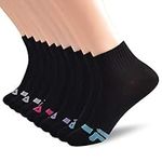 Fila Womens Quarter Ankle Socks, Womens Athletic Socks, 10 Pack, Black, One Size