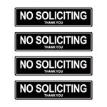 4 Pack No Soliciting Sign Sticker for House, No Soliciting Thank You Sign for Home/Business, 8"x2" Self-Adhesive Vinyl No Solicitation Signs, Indoor Outdoor Use Weather Resistant No Fade Rust Free