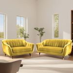 Braxton Alice 3 + 2 Seater Sofa for Living Room (Yellow Fabric) Premium Fabric Sofa