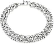 Men's Titanium Steel Bracelet Plated Cuban Link Chain Jewelry for Men（20cm）