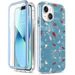 CHIYURI for iPhone 13 Case with Built-in Screen Protector,Military Grade Protection Durable Cover with Fashion Designs for Women Girls,Shockproof Protective Phone Case for 13 6.1" Auspicious Fishes