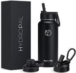 HydroPal Vacuum Insulated Stainless Steel Water Bottle, 1200ml/1000ml/750ml- 2 Lids (Straw Lid and Spout Lid), 2 Straws Water Bottle for 12 Hours Hot & 24 Hours Cold Drinks, Great for Work, Travel