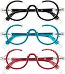 MMOWW 3-Pack Reading Glasses Round Comfortable Women Men Retro Fashion Frame Anti Blue Light Glasses with Spring Hinges +2.5