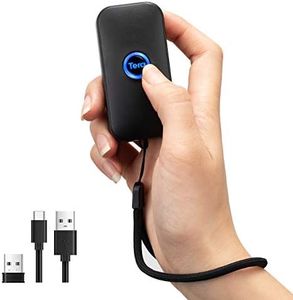 Tera Mini Barcode Scanner Bluetooth 1D Laser Bar Code Scanner Portable Bar Code Reader 3-in-1 USB Wired & 2.4G Wireless & Bluetooth Compatible with IOS, MAC OS, Android, Tablets, 1100L