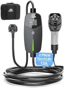 EVDANCE EV Charger Type 2 UK 3 Pin 32.8ft/10m [6/8/10/13A] Portable Electric Car Charger for EV & PHEV, Adjustable Current EV Charger, IP66 Type 2 Charging Cable for Home & Travel, Black