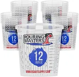 Pouring Masters 12 Ounce (350ml) Graduated Plastic Mixing Cups (Box of 20) - Use for Paint, Resin, Epoxy, Art, Kitchen, Cooking, Baking - Measurements in OZ. and ML., 4 Different Measuring Ratios 1:1