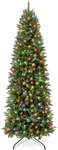 Best Choice Products Prelit Pencil Christmas Tree, 9ft Premium Artificial Tree, Realistic Lighted Spruce Holiday Decor w/ 2-in-1 LED Lights, Base