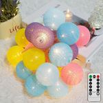 Fairy Lights LED String Lights - 3.8M 20 Pcs UK Plug Cotton Ball String Lights with Remote Control for Wedding Party Home Christmas Decoration