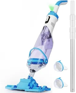 LANCHEZ Cordless Pool Vacuum with Telescopic Pole, Wide Vacuum Head, Handheld Rechargeable Pool Cleaner, 1H Run Time, 18 GPM for Sand, Silt & Leaves in Inground & Above Ground Pools, Hot Tub and Spa