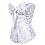 Hengzhifeng Corsets Women's Gothic Embroidered Zip Bustiers Fiesta Party Top (3X-Large,White)