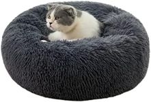 Dotala Calming Dog Bed for Small Dog & Cat Anti-Anxiety Puppy Bed Machine Washable Fluffy Luxury Anti-Slip Waterproof Donut Cuddler Round Dog Bed (S-50cm)