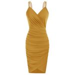 GRACE KARIN Prom Dresses for Women 2024 Spaghetti Straps Bodycon Pencil Dress V-Neck Wedding Guest Dress Yellow L