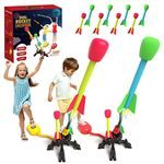 RCNOAH Dual Rocket Launchers for Kids w/ 2 Sturdy Stomp Launchers & 8 Foam Rockets - Kids Toys for 3 4 5 6 7 8+ Year Old Boys Girls - Adjustable Angles, Easy Assembly, No Battery Needed