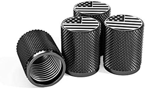 STEEL HAWK American Flag Tire Air Valve Caps – Precision CNC Machined Stainless Steel, Extended Knurled Design | Rust, Air Leak & Dust Proof Metal with O-Rubber Seal - Ideal for Vehicles - 4 Pack