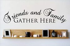 Design with Vinyl – CA OMG 478 Black Friends and Family Gather Here Quote Lettering Decal Home Decor Kitchen Living Room Bathroom, 10 by 40-Inch, Black