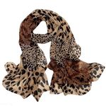 QGSIWEI Women's Long Scarf Soft Leopard Print Chiffon Silk Scarves Neck Scarf Shawl Stole Wrap Ladies Clothing