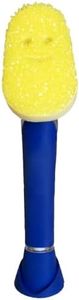Scrub Daddy Dish Daddy Spugna per Piatti, Spazzola per Piatti Dispensa Sapone, Spugnetta con Manico, Spugna per Piatti con Scrubber Incorporato e Testina di Pulizia Staccabile - Blu