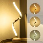 BASRAE Spiral Nightstand Lamps,Modern LED Bedside Table Lamp,Desk Lamp for Bedroom,Dimmable Night Table Reading Light with Color Changing,Metal Lighting for Bed Side Living room Indoor Home Decor Warm