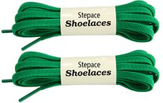 Stepace [2 Pairs] Flat Elastic Shoe Laces for Sneakers 31"-63" Length 11 Colors Stretch Shoelaces Green 100