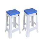 PETALS Mega Stool for Living Room | Plush Plastic Stools for Sitting | Stool Combo | 20 Inch Height | Durable Multipurpose (Blue) (Set of 2)