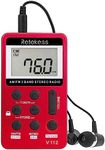 Retekess V112 Pocket Radio,AM FM Radio Player,Walkman, Headphones,Rechargeable Battery,Sleep Timer,LCD,Lock Switch for Outdoor,Camping,Traveling,Fishing(Red)